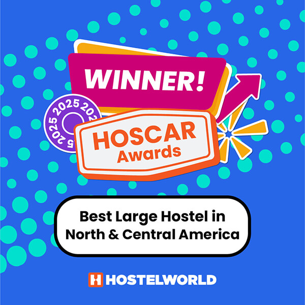 HI New Orleans Hostel is the recipient of HostelWorld's 2025 award for best large hostel in North & Central America