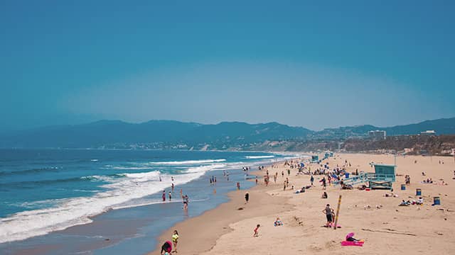 people on the beach in Santa Monica