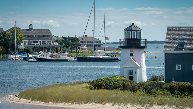 a small lighthouse in Hyannis, Cape Cod, MA