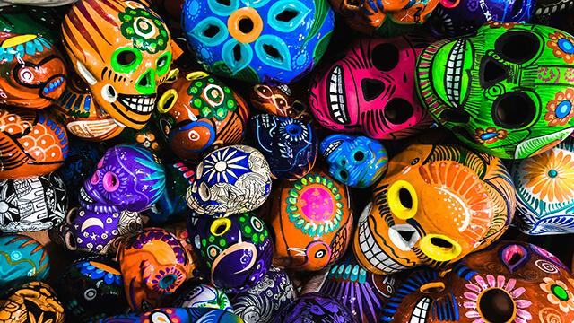 colorful ceramic Mexican skull crafts